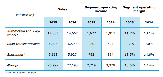 Michelin Segment Performance